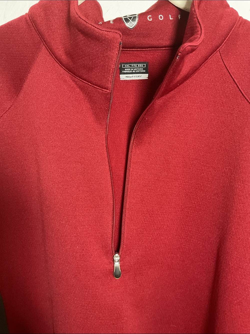 Nike Golf Fit Dry 1/4 Zip Pullover Mens XXL Maroon Burgundy Charcoal Colorblock - Picture 2 of 13